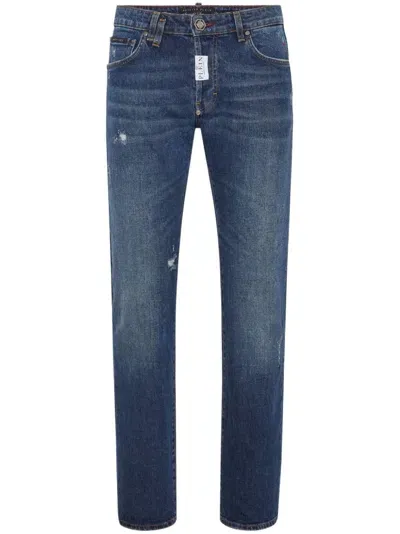 Philipp Plein Straight Supreme Jeans In Blue