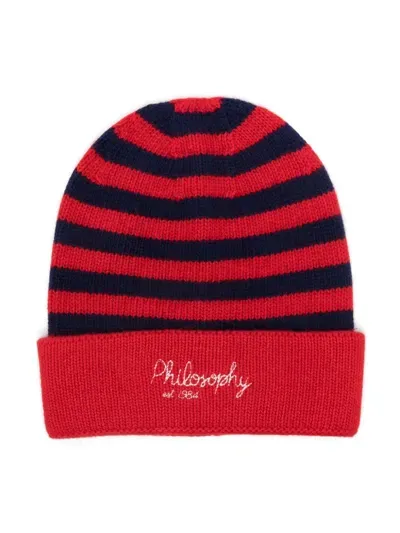 Philosophy Di Lorenzo Serafini Kids' Embroidered-logo Beanie In Red