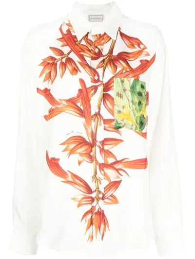 Pierre-louis Mascia Floral-print Silk Shirt In Weiss