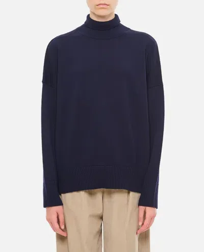 Plan C L/s Turtle Neck Knit In Blue