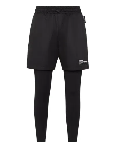 Plein Sport Layered Running Shorts In Black