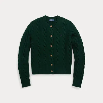 Polo Ralph Lauren Cable-knit Wool-cashmere Cardigan In Green