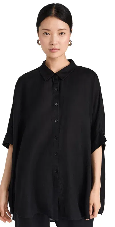 Posse Lula Linen & Cotton Long Shirt In Black