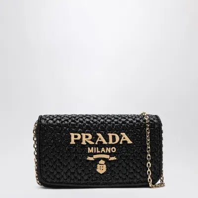 Prada Black Crochet Shoulder Bag With Logo Women