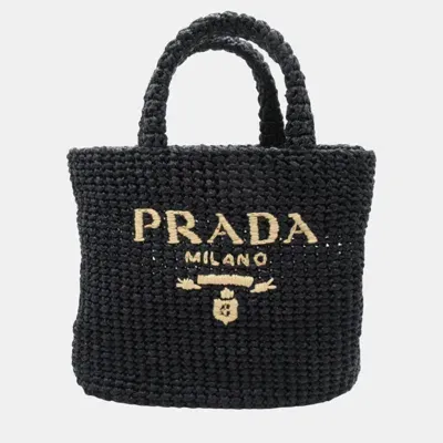 Pre-owned Prada Black Straws Tote Bag