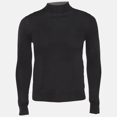 Pre-owned Prada Black Wool Rib Knit Turtle Neck Sweater Xs