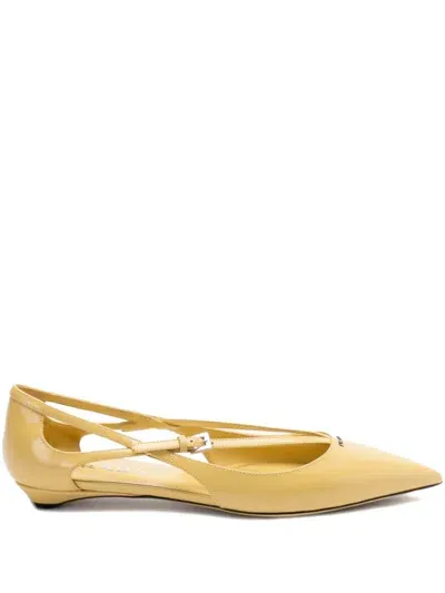 Prada Leather Ballerinas In Yellow