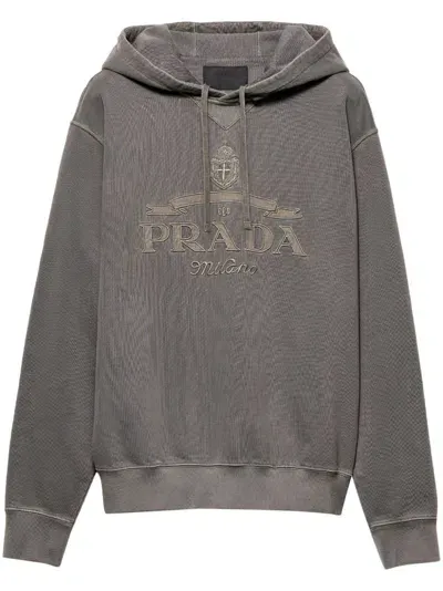 Prada Cotton Sweatshirt In Ferro