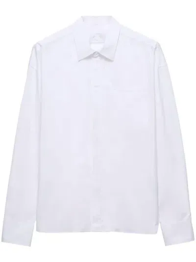 Prada Triangle-logo Cotton Shirt In White