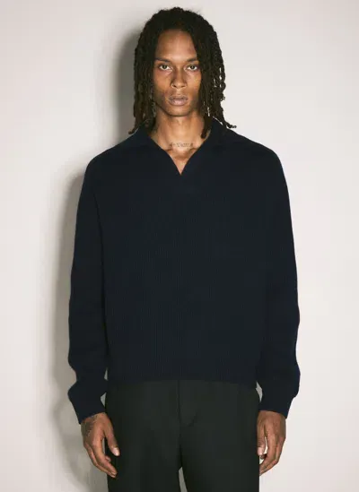 Prada Wool Rib Sweater In Navy