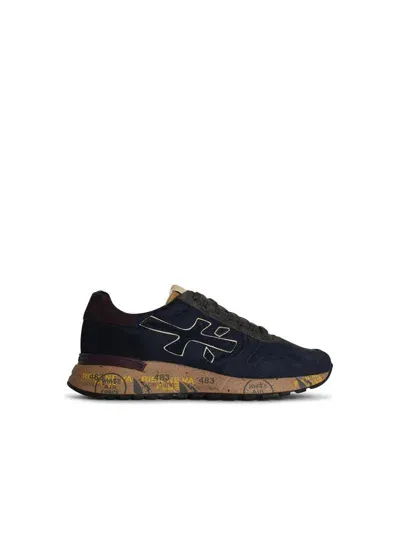 Premiata Mick Sneakers In Blue Suede And Fabric