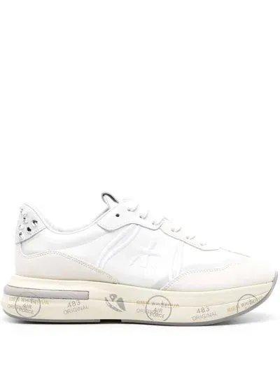 Premiata Cassie 6717 Crystal-embellished Sneakers In White