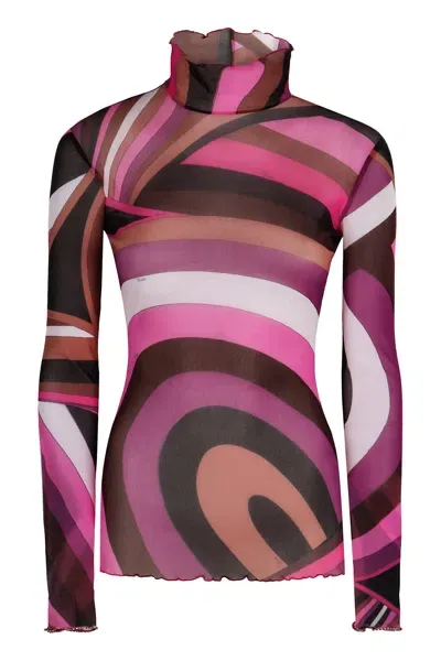 Pucci Printed Long-sleeve Top In Purple