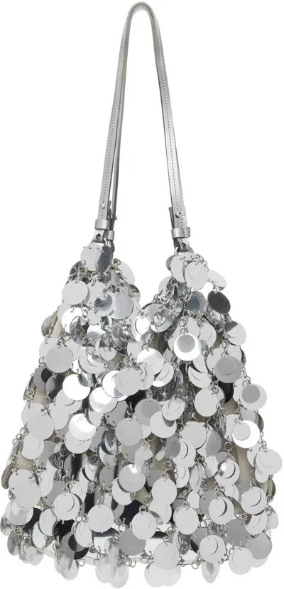 Rabanne Silver Large Sparkle Disc Tote In P040 Silver