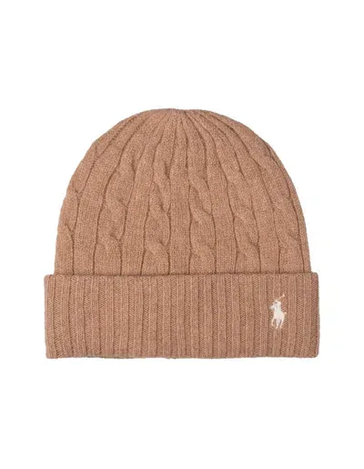 Ralph Lauren Camel Cable-knit Wool-cashmere Beanie In Brown