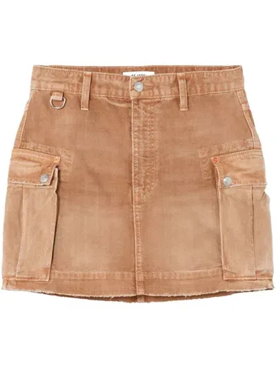 Re/done Cargo Denim Mini Skirt In Brown