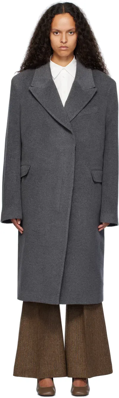 Remain Birger Christensen Gray Heavy Wool Long Coat In Grey