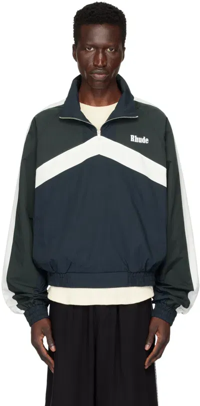 Rhude Navy & Green Motorsport Track Jacket