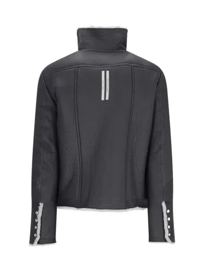 Rick Owens Bauhaus Asymmetric Zip Jacket In Black/pearl