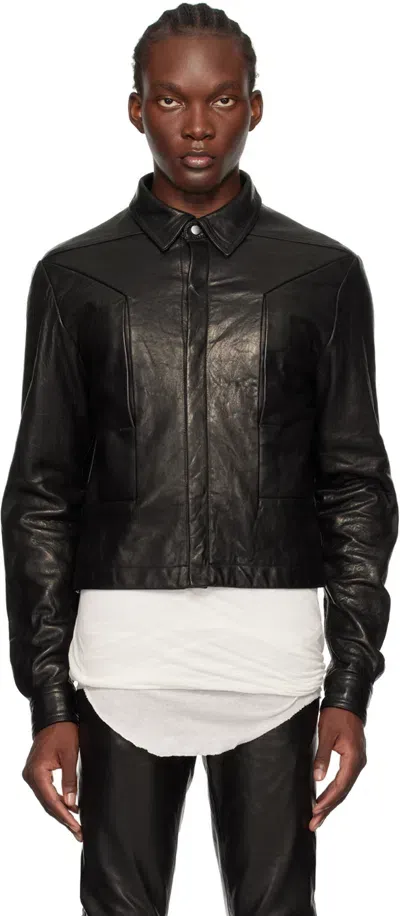 Rick Owens Black Porterville Alice Strobe Leather Jacket