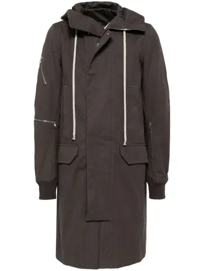 Rick Owens Hooded Coat In Brown