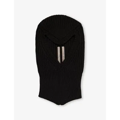 Rick Owens Womens  Ribbed Wool Ski Mask In Black