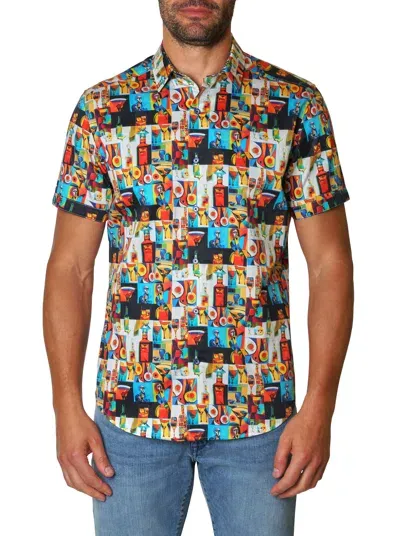 Robert Graham Ice-cubist Short Sleeve Button Down Shirt In Multi