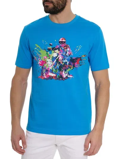 Robert Graham Moto Splash T-shirt In Blue