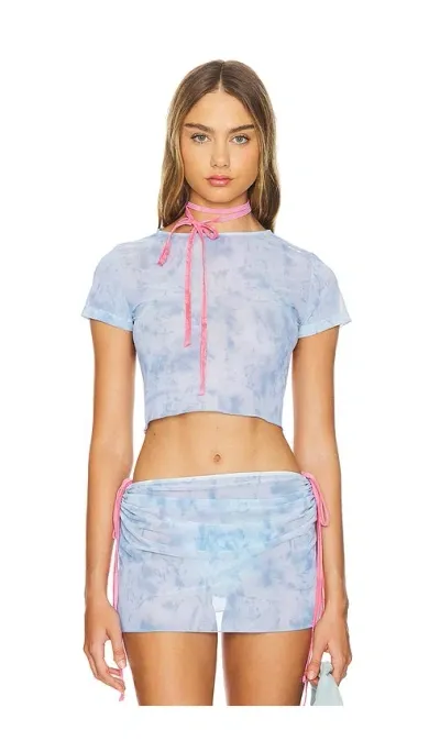 Roberta Einer X Kiss N Thrill Mesh Top In Blue