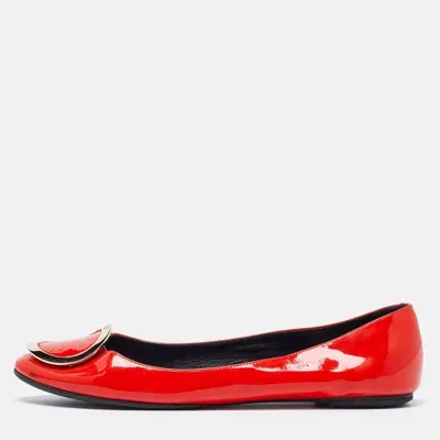 Pre-owned Roger Vivier Orange Patent Leather Morbida Ballet Flats Size 39