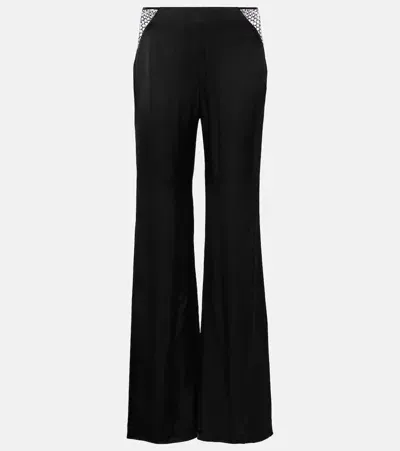 Rotate Birger Christensen Embellished High-rise Flared Pants In Black