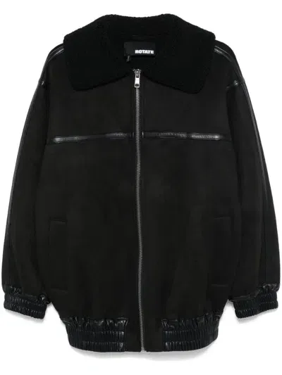 Rotate Birger Christensen Faux-leather Bomber Jacket In Black