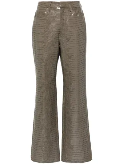 Rotate Birger Christensen Mid-rise Straight-leg Trousers In Brown