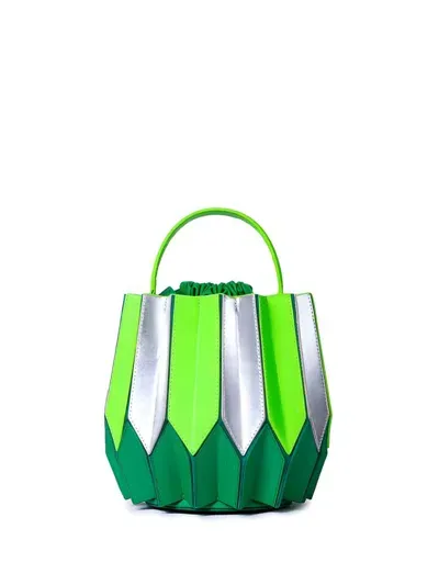 Ryzí Medium Gamora Leather Bucket Bag In Green