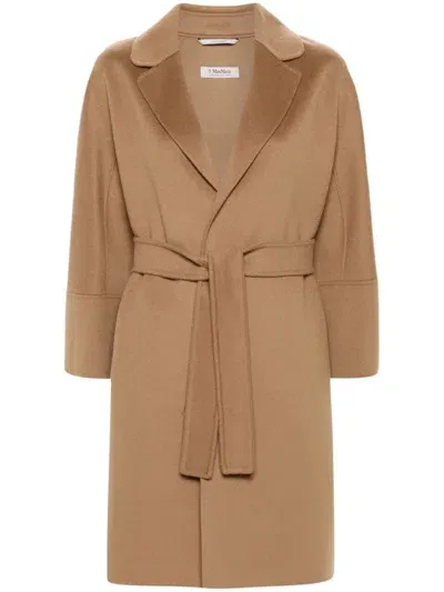 's Max Mara Arona Belted Virgin Wool Coat In Brown