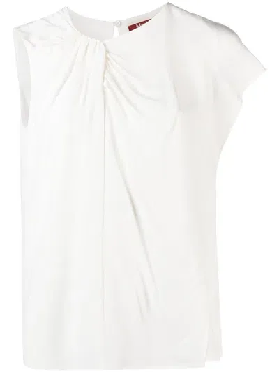 's Max Mara Asymmetric-sleeve Silk T-shirt In White