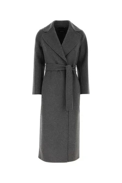 's Max Mara Poldo Belted Wool Coat In Grey