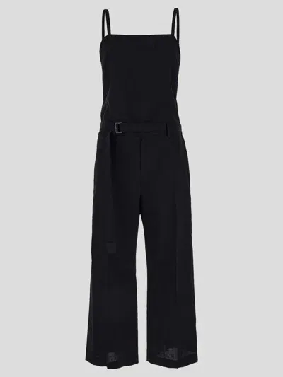 Sacai Belted Wool-blend Jumpsuit In Black