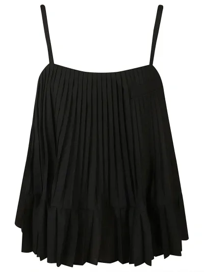 Sacai Low-back Draped Top In Black