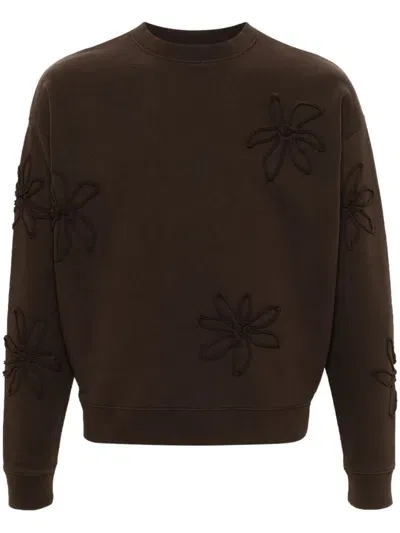 Sandro Floral-appliqué Sweatshirt In Brown