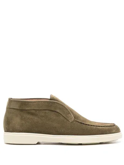 Santoni Suede Desert Boots In Green