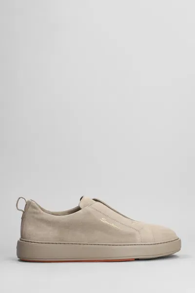 Santoni Victory Sneakers In Taupe Suede In Neutrals