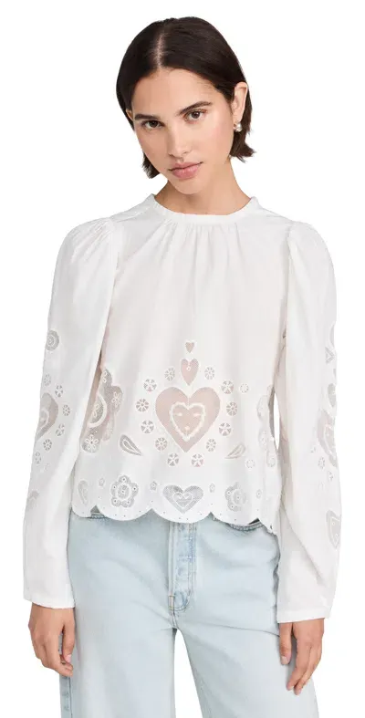 Sea Jeanetta Eyelet Long Sleeve Top White