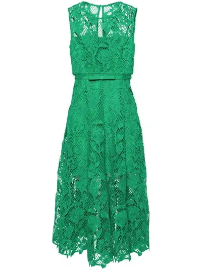 Self-portrait Self Portrait Green Lace Sleeveless Midi Dress