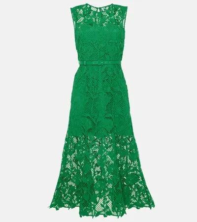 Self-portrait Lace Midi Dress In Green