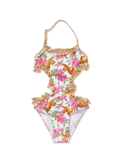 Seliniaction Kids' Floral-print Swimsuit In Multicolour