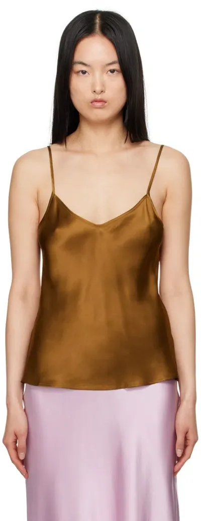 Silk Laundry Brown Bias-cut Camisole In Van Dyke Brown