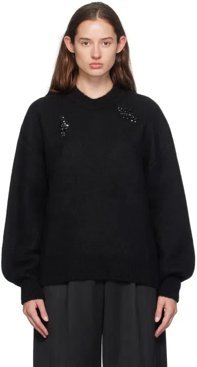 Simone Rocha Black Embellished Sweater In Black/jet