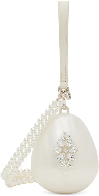 Simone Rocha Off-white Embellished Micro Pearl Egg Bag In Pearl/clear