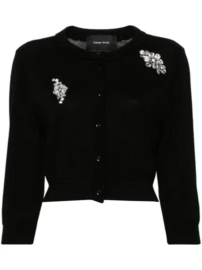 Simone Rocha Rhinestone-embellished Cardigan In Black